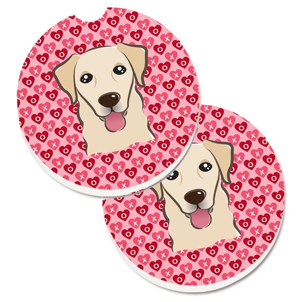 Carolines Treasures Golden Retriever Hearts Cup Holder Car Coasters - Set of 2 BB5322CARC - main